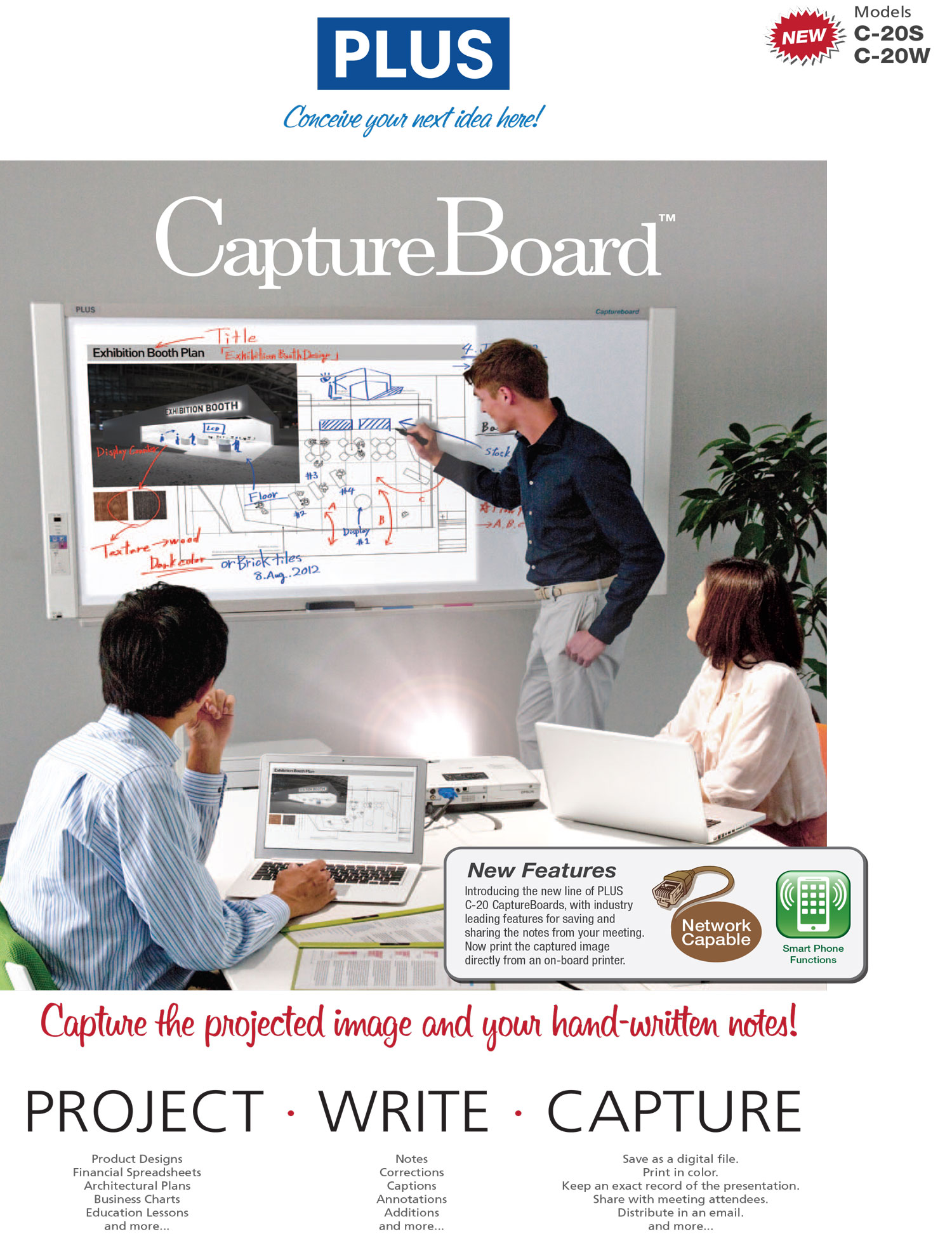 Plus C-20W  Electronic Copyboard Board,Capture Board,กระดานอิเล็กทรอนิกส์อัจฉริยะ